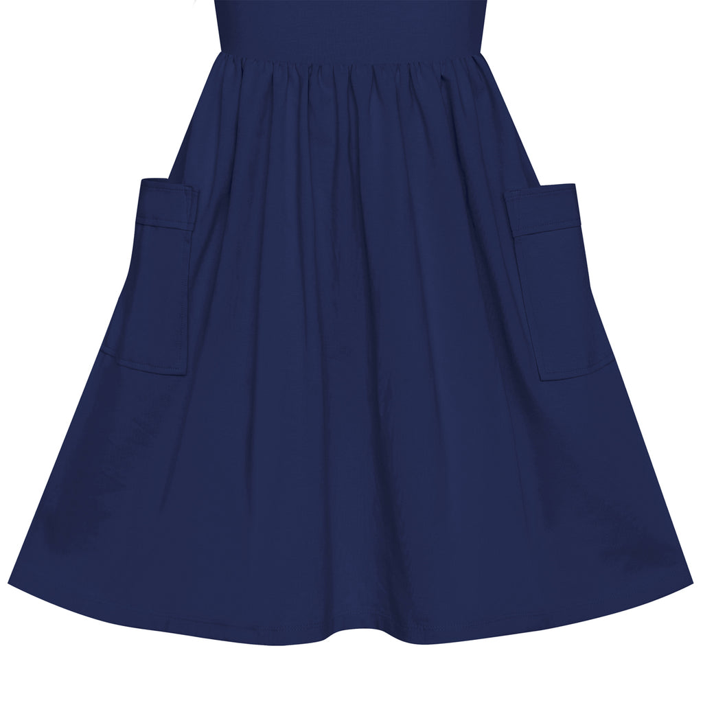 Girls Dress Navy Blue Casual Cotton ...